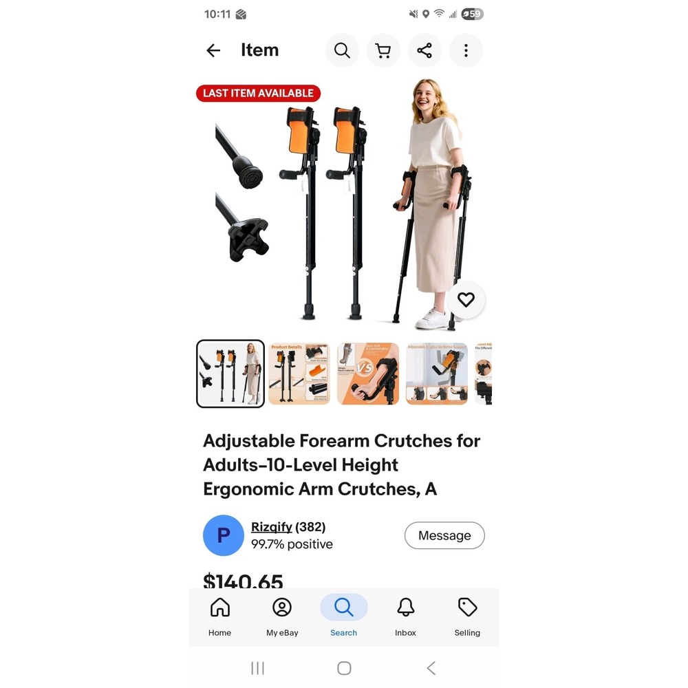 Adjustable Forearm Crutches for Adults–10-Level Height Ergonomic Arm Crutches, A